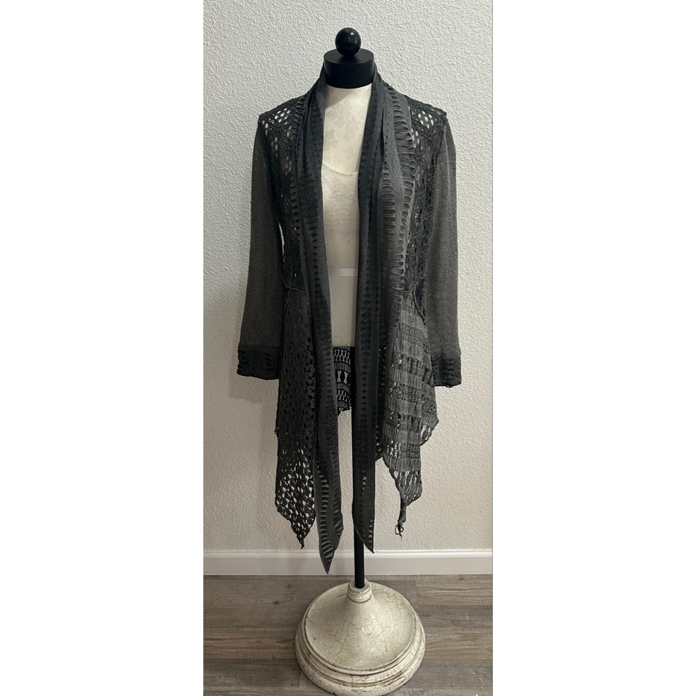Vintage Concept Women’s Small Cardigan Gray Mesh Lace Boho Whimsigoth Western